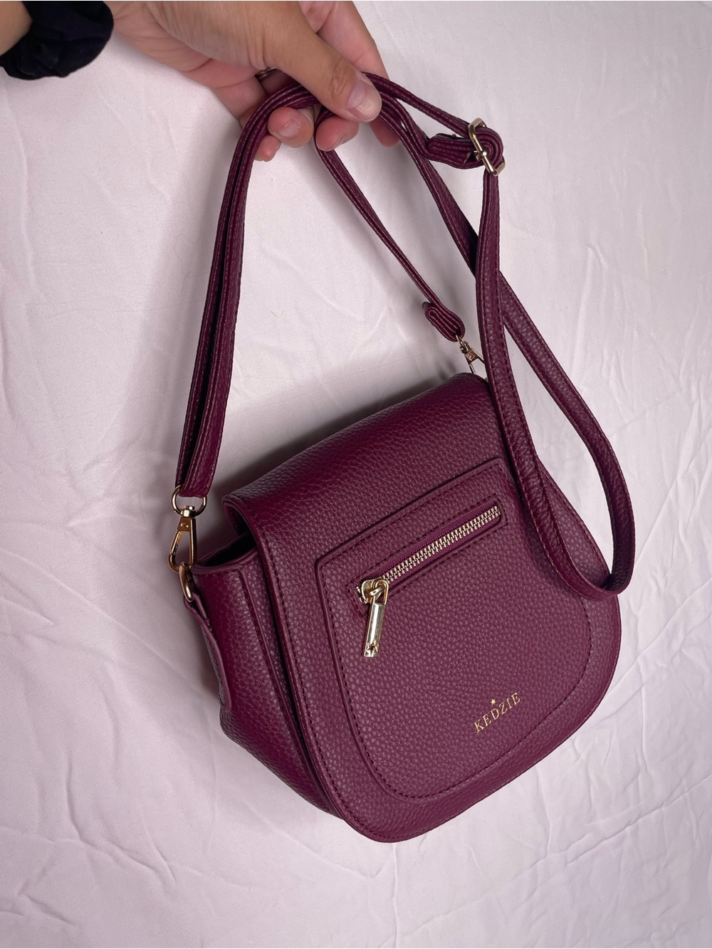 Kedzie Camden Mini Messenger Crossbody Bag – Wine / Burgundy Vegan Leather